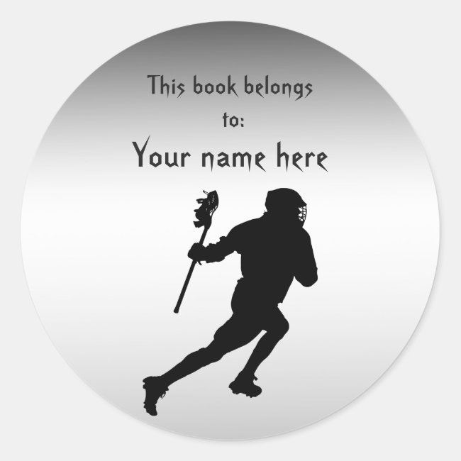 Lacrosse Sports Silver and Black Bookplate