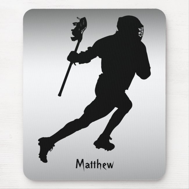 Lacrosse Sports Silver and Black Mousepad