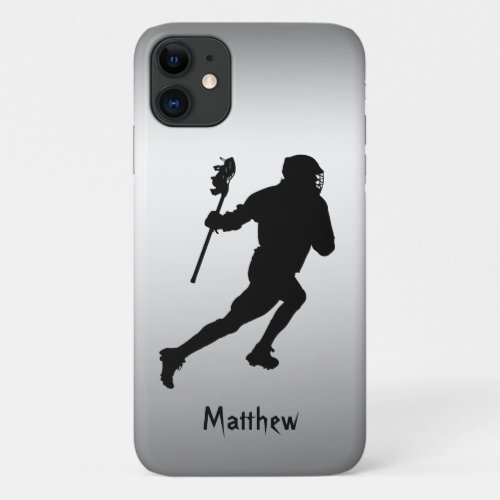 Lacrosse Sports Silver Black iPhone 11 Case