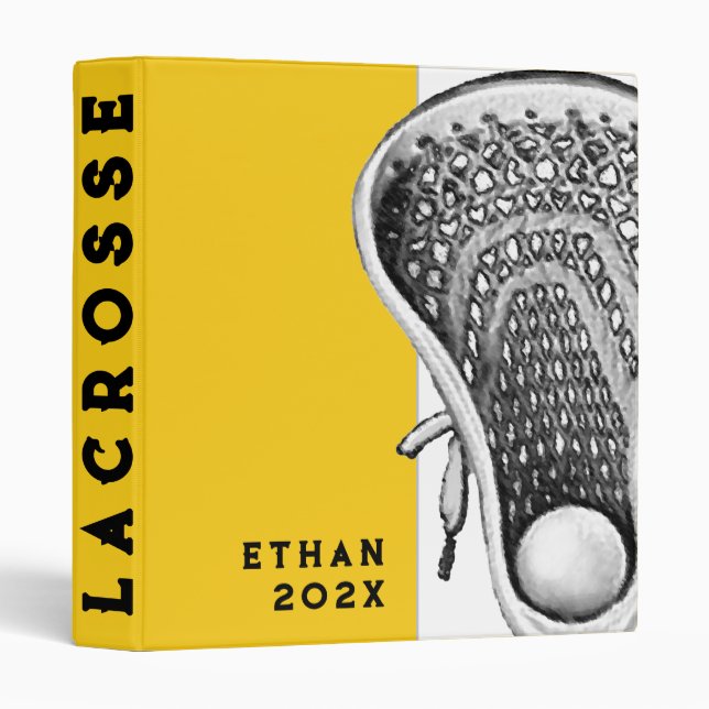 Lacrosse Sports Yellow 3 Ring Binder (Front/Spine)