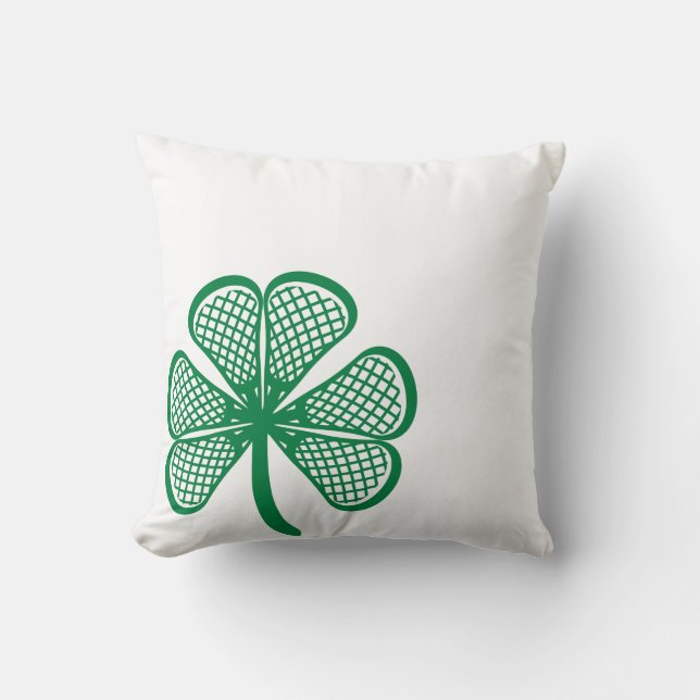 Lacrosse St Patricks Day Shamrock Lucky Lacrosse Throw Pillow (Front)
