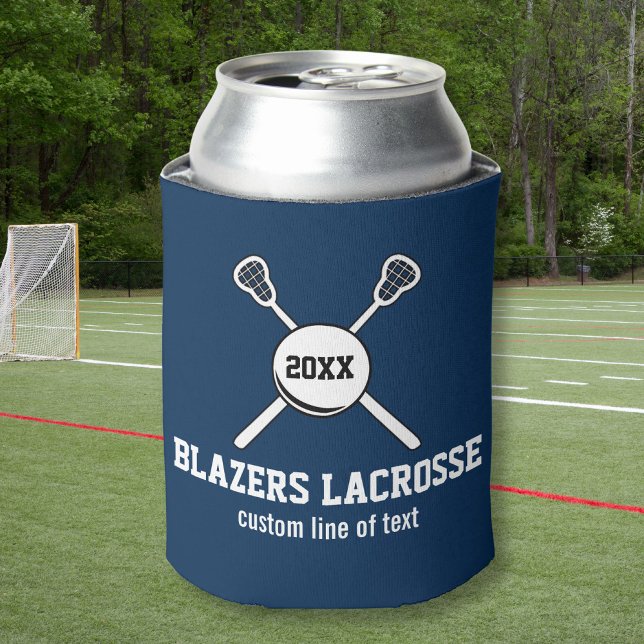 Lacrosse Stick and Ball Custom Player Team Name Can Cooler (Creator Uploaded)