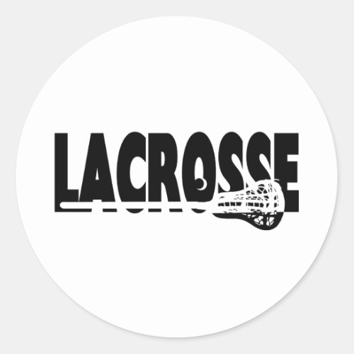 Lacrosse Stick Black and White Classic Round Sticker