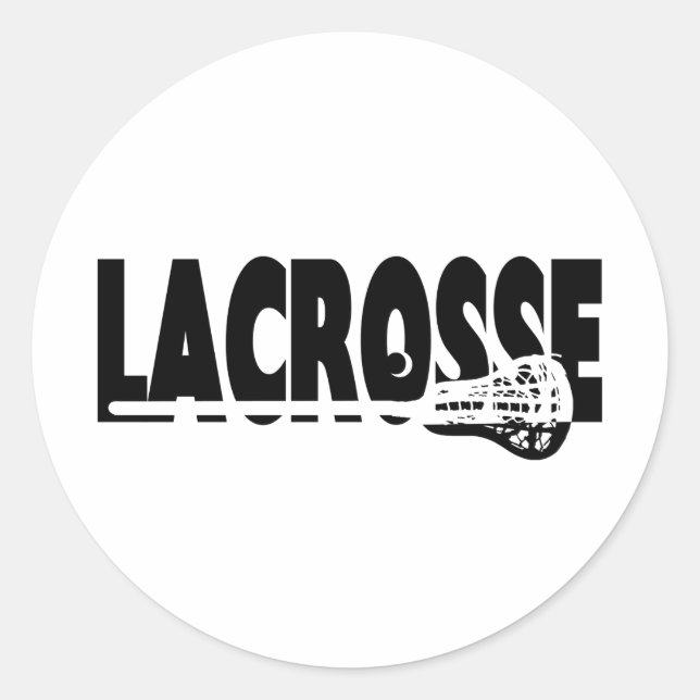 Lacrosse Stick Black and White Classic Round Sticker (Front)