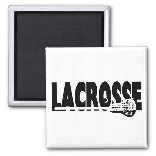 Lacrosse Stick Black and White Magnet