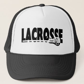 Lacrosse Stick Black And White Trucker Hat by tshirtmeshirt at Zazzle