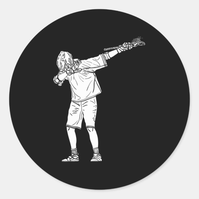 Lacrosse Stick Boy Dabbing Youth Dab Dance  Classic Round Sticker (Front)