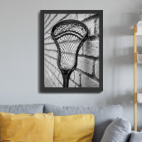 Lacrosse Stick Head Black White Brick Wall