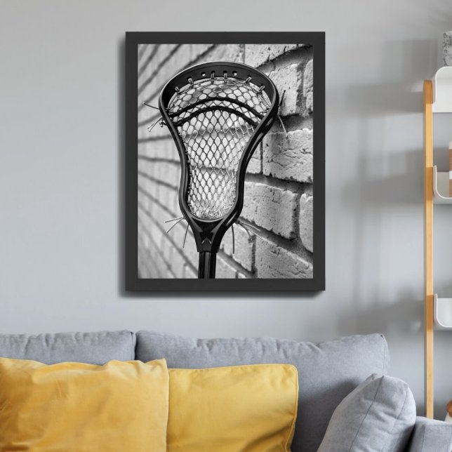 Lacrosse Stick Head Black White Brick Wall Poster (Creator Uploaded)