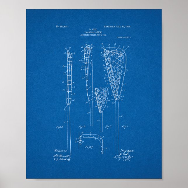 Lacrosse-stick Patent - Blueprint Poster (Front)