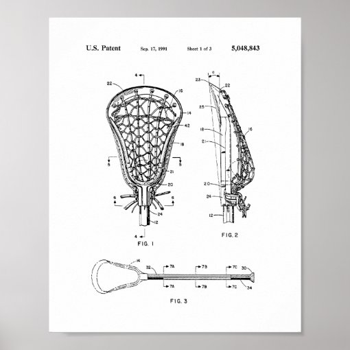 Lacrosse Stick Patent Poster Zazzle