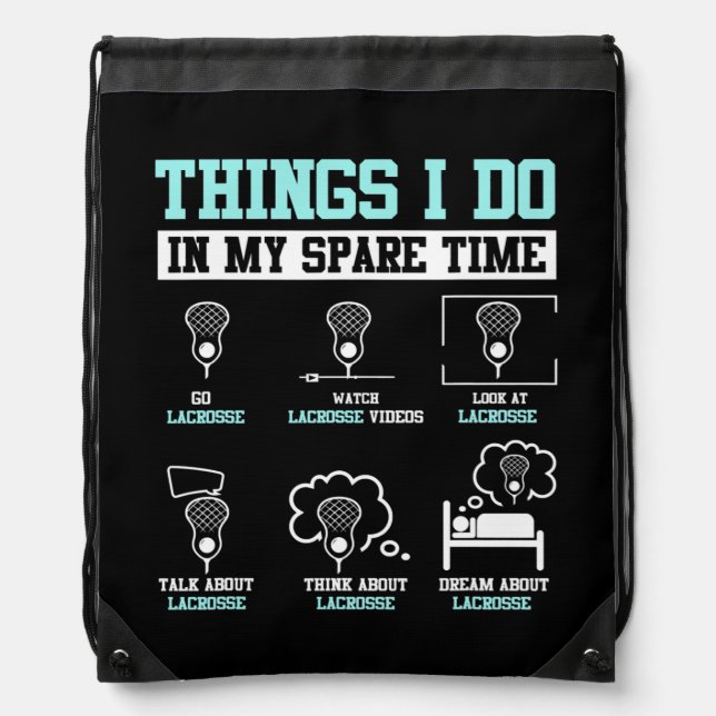 Lacrosse Stick Player LAX Sports Game Funny Drawstring Bag (Front)