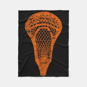 Lacrosse Stick Vintage Orange Team Color Lax Tee  Fleece Blanket