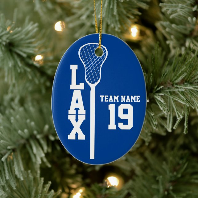 Lacrosse Stick with Photo Color Editable Ceramic Ornament (Tree)