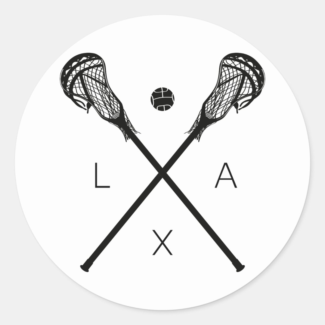 Lacrosse Sticks and Ball Classic Round Sticker Zazzle