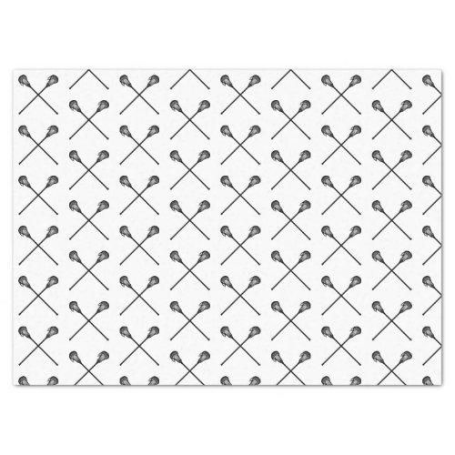 Lacrosse Sticks Balls Sports Black White Gift Wrap Tissue Paper