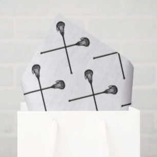 Lacrosse Sticks Balls Sports Black White Gift Wrap Tissue Paper