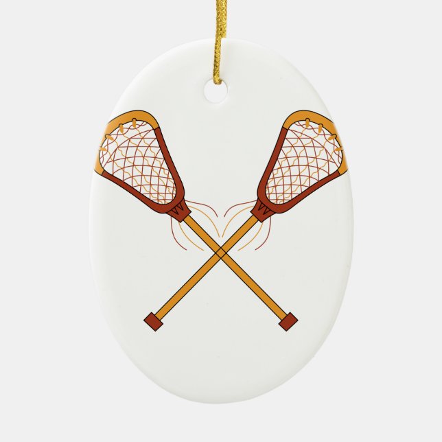 Lacrosse Sticks Ceramic Ornament (Front)