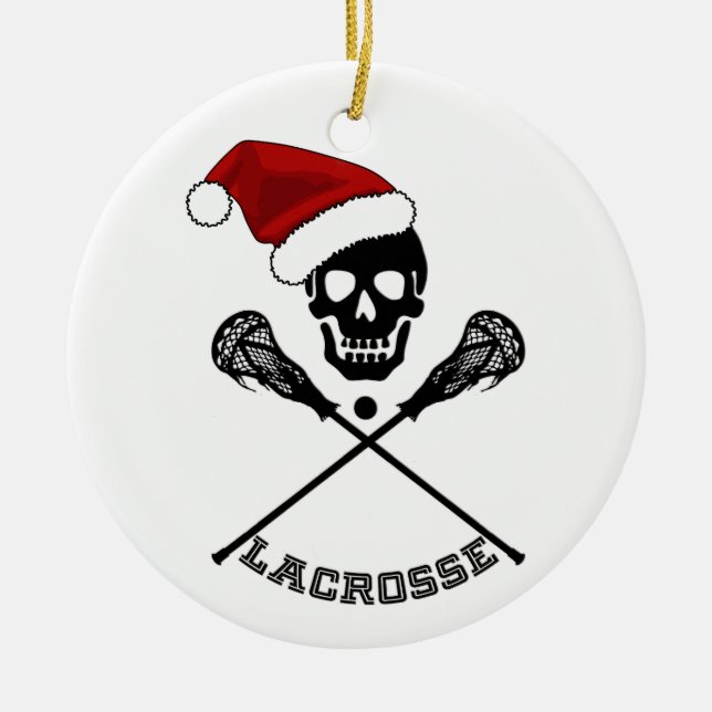  Lacrosse Sticks Christmas Ceramic Ornament (Front)