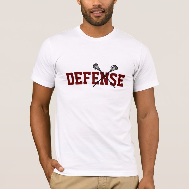 Lacrosse Sticks Defense Player Team Colors  T-Shirt (Front)