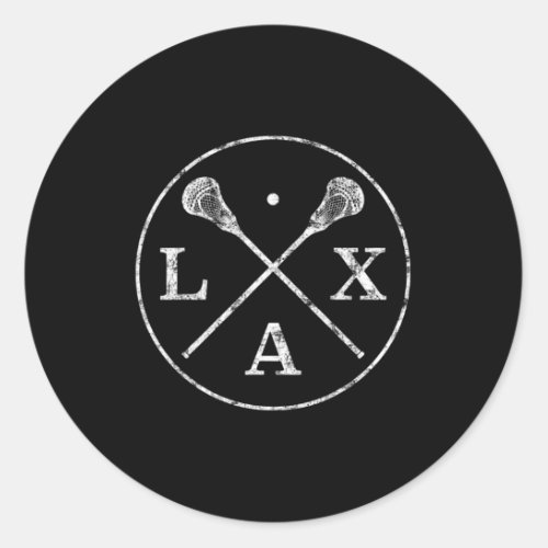 Lacrosse Sticks Emblem  I Tee for LAX Players and  Classic Round Sticker