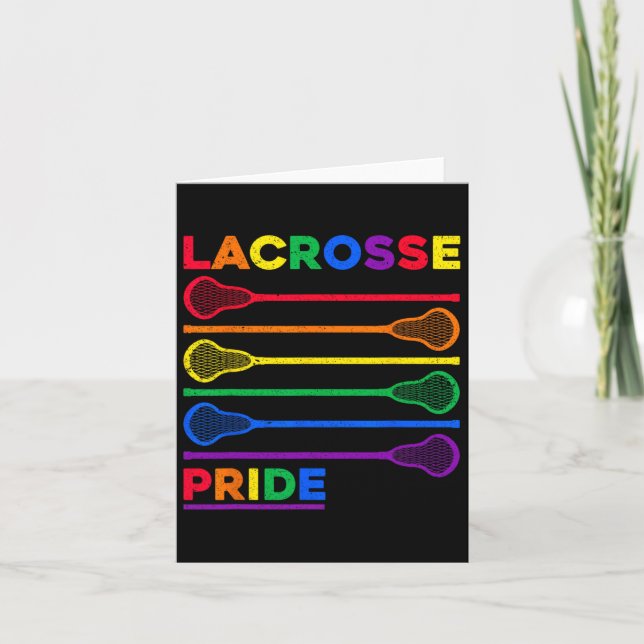 Lacrosse Sticks Lgbtq Rainbow Color Gay Pride Mont Card (Front)