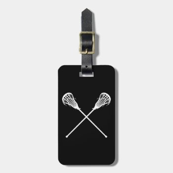 Lacrosse Sticks Luggage Tag Black by sportsdesign at Zazzle