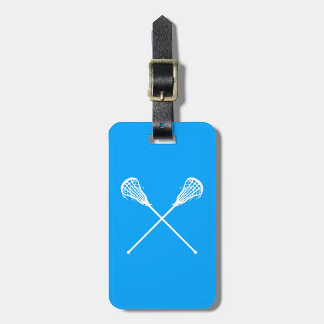 Lacrosse Sticks Luggage Tag Blue (Front Vertical)