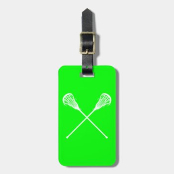 Lacrosse Sticks Luggage Tag Green by sportsdesign at Zazzle