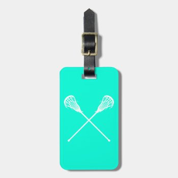 Lacrosse Sticks Luggage Tag Turquoise by sportsdesign at Zazzle