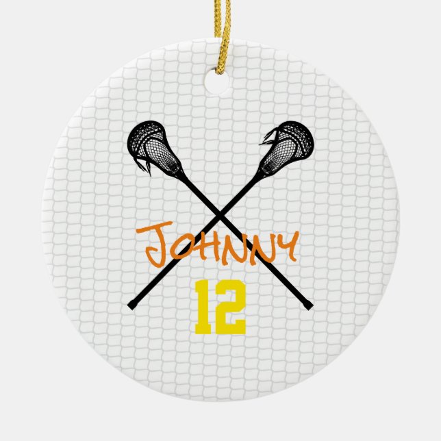 Lacrosse Sticks Net Name Number Sports boys Ceramic Ornament (Front)