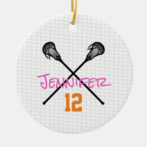Lacrosse Sticks Net Name Number Sports Girls Ceramic Ornament
