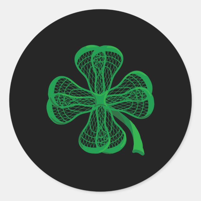 Lacrosse Sticks Shamrock Clover Irish Lucky Lax Gi Classic Round Sticker (Front)