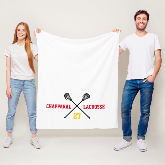 Lacrosse Sticks Team Colors Name Player Number Fleece Blanket (In Situ)