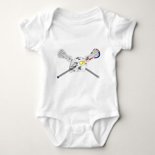 Lacrosse sticks with helmet baby bodysuit