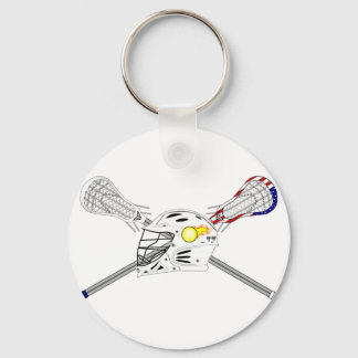 Lacrosse sticks with helmet keychain