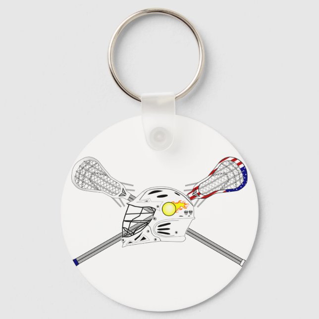 Lacrosse sticks with helmet keychain (Front)