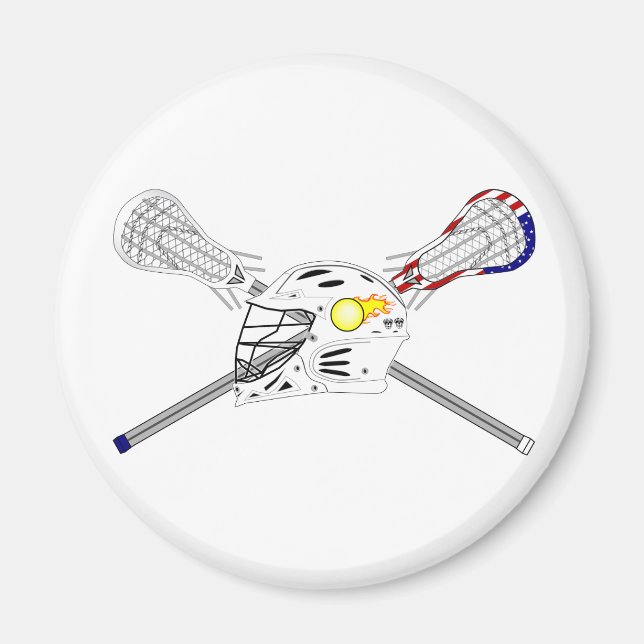 Lacrosse sticks with helmet magnet (Front)
