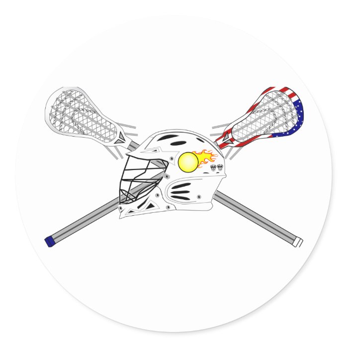 Lacrosse sticks with helmet round sticker