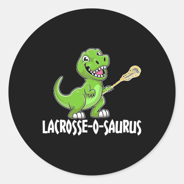Lacrosse T-rex Dino Lacrosse Racket  Classic Round Sticker (Front)