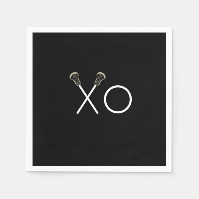 Lacrosse Team Black Napkins (Front)