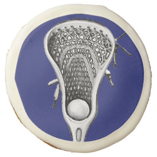 Lacrosse Team Blue Sugar Cookie (Front)