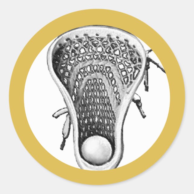 Lacrosse Team Gold Classic Round Sticker (Front)