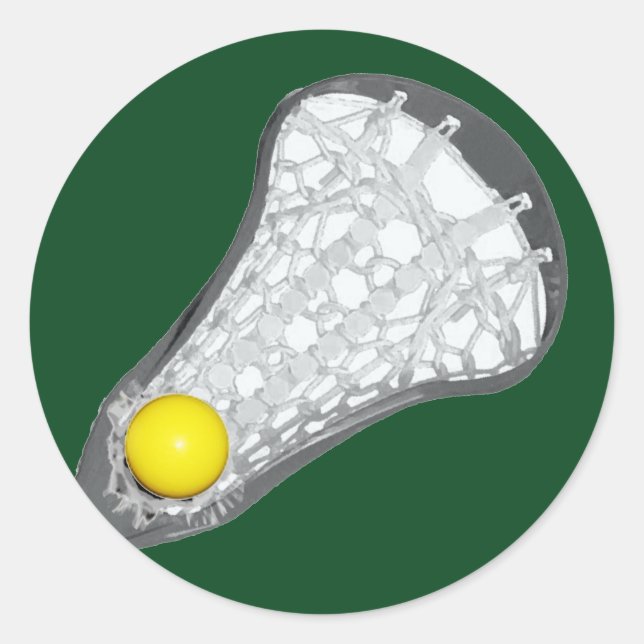 Lacrosse Team Green Classic Round Sticker (Front)