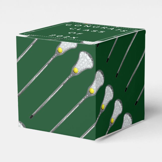 Lacrosse Team Green Favor Box (Front Side)