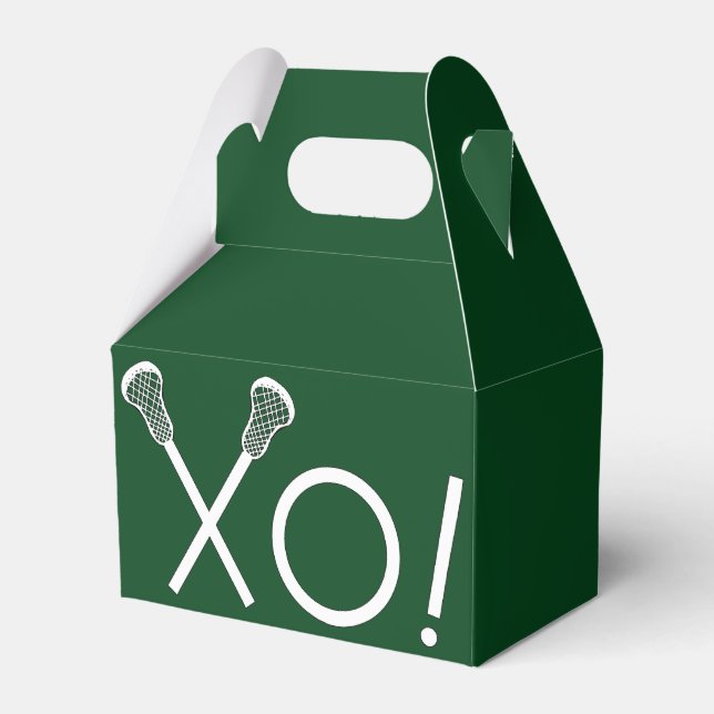 Lacrosse Team Green Favor Boxes (Front Side)