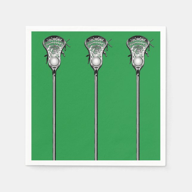 Lacrosse Team Green Paper Napkins (Front)