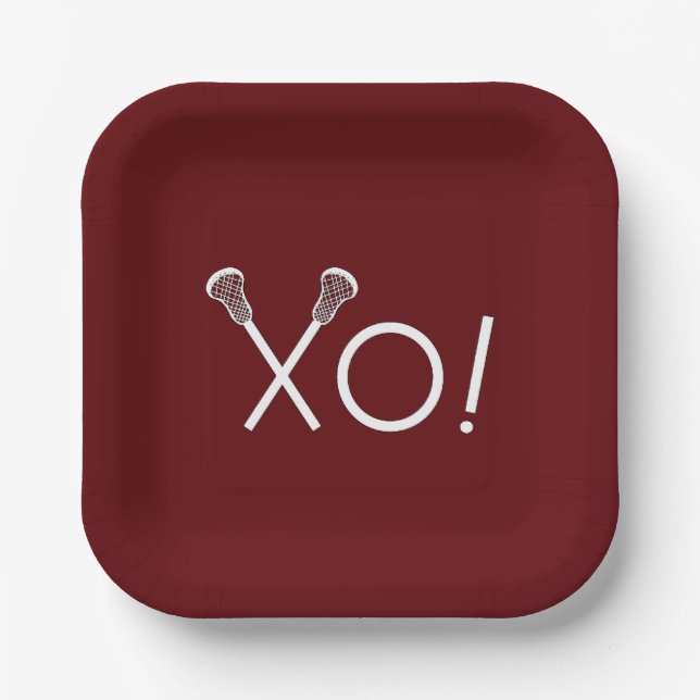 Lacrosse Team Maroon Paper Plates (Front)