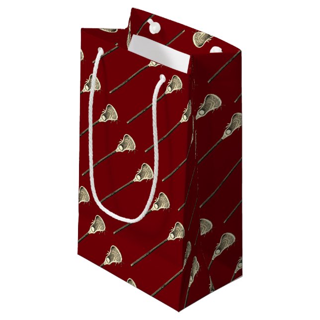 Lacrosse Team Maroon Small Gift Bag (Front Angled)