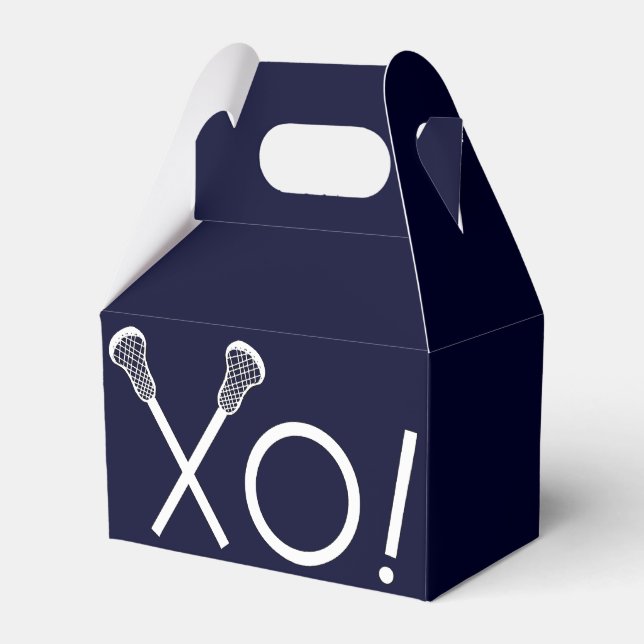 Lacrosse Team Navy Blue Favor Boxes (Front Side)